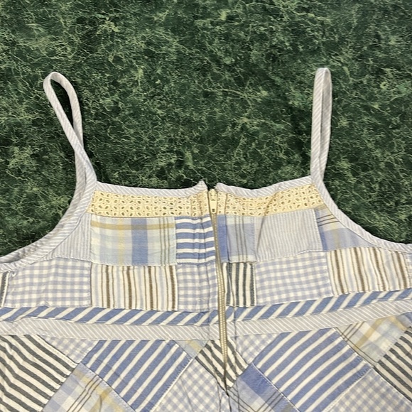 Gap flowing off white blue Checkered Quilt look Tank Top sz M 8 - Picture 7 of 9